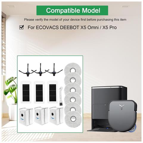 Kit Di Accessori Per Aspirapolvere Robot Ecovacs Deebot X5 Omni, X5 Pro - Foto 2