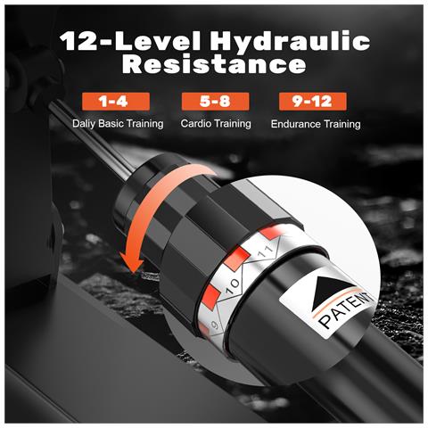 Vogatore Idraulico Domestico, Strumento Fitness Per Cardio E Allenamento Con Forza, 12 Livelli Di Resistenza, Display Lcd Per Allenamento A Casa, Carico Massimo 150 Kg - Foto 7
