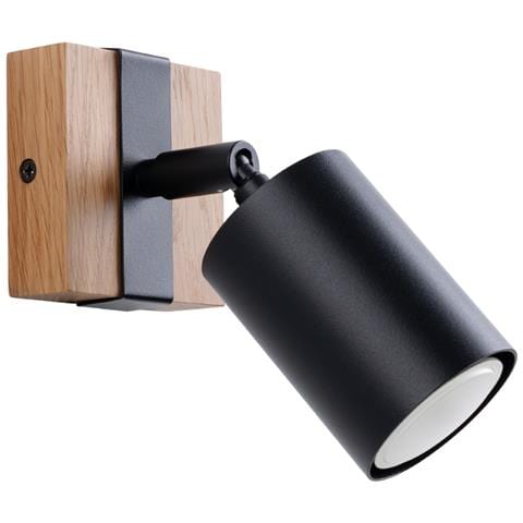 Sollux Lighting Lampada Da Parete Fager 1 Nero Sl.1343 - Scandinavo Lampade Da Parete Nero/legno Naturale 13x8x17 Cm - Foto 1