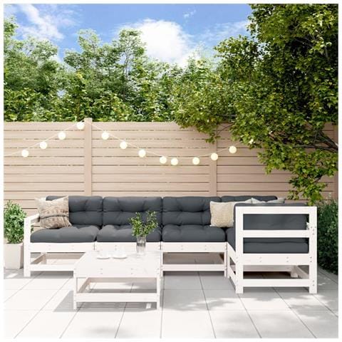 Set Salotto da Giardino 6 pz Bianco in Legno Massello di Pino - Foto 2