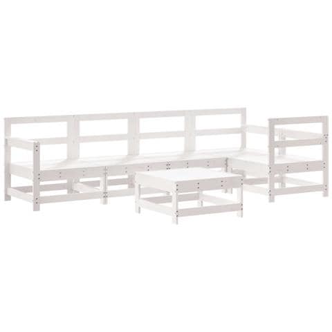 Set Salotto da Giardino 6 pz Bianco in Legno Massello di Pino - Foto 1