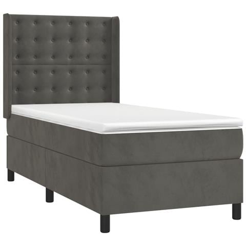 Letto a Molle con Materasso e LED Grigio Scuro 80x200cm Velluto - Foto 2