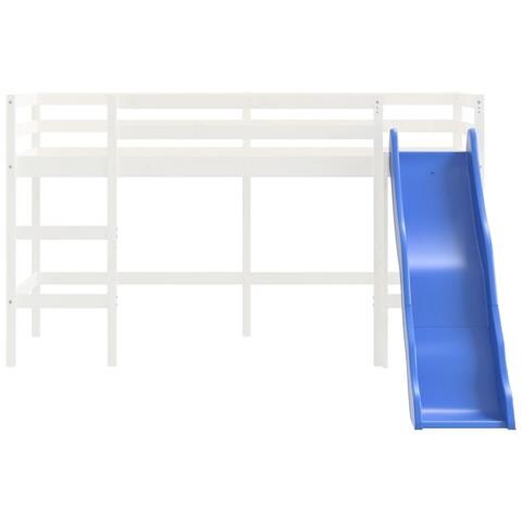 Letto Soppalco Scivolo Bambini Bianco 90x190 cm Massello Pino - Foto 10
