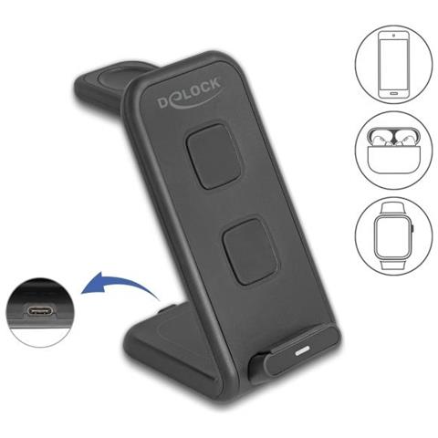 Caricabatterie Wireless 3 in 1 per Smartphone Cuffie Orologio - Foto 1