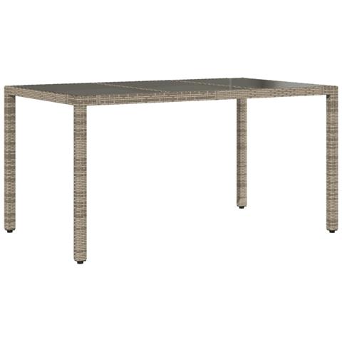 Tavolo Da Giardino Piano In Vetro Grigio 150x90x75cm Polyrattan - Foto 2