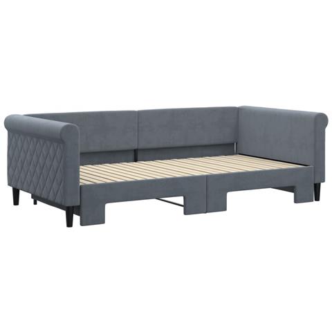 Divano Letto Con Letto Estraibile Grigio Scuro 100x200 Velluto - Foto 3