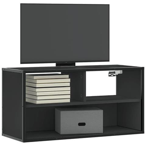 Mobile Tv Nero 80x31x39,5 Cm In Truciolato E Metallo - Foto 1
