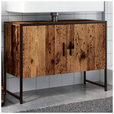 Mobile Da Bagno Legno Antico 80x33x60 Cm In Truciolato - Foto 1