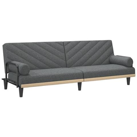 Divano Letto Con Braccioli Grigio Scuro In Tessuto - Foto 2