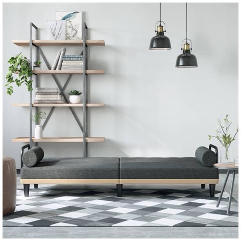 Divano Letto Con Braccioli Grigio Scuro In Tessuto - Foto 3