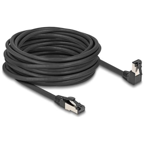 Cavo di rete RJ45 Cat. 8.1 S /FTP da 90° angolato verso il basso / diritto 10 m nero - Foto 1