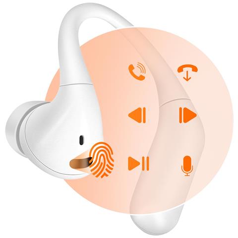 Auricolari Bluetooth Con Gancio E Controllo Tattile, Bianco - Foto 5