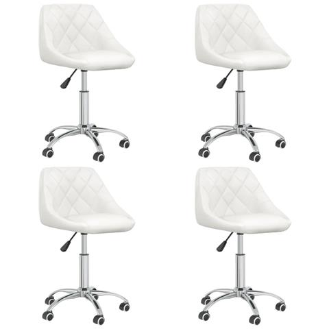 Sedie Da Pranzo Girevoli 4 Pz Bianche In Similpelle - Foto 2