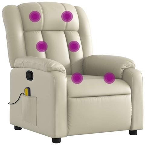 Lusso Casadino -  Poltrona Da Massaggiante Reclinabile Crema Similpelle - Foto 1
