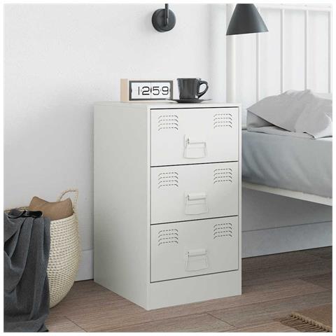 Comodino Bianco 34,5x39x62 Cm In Acciaio - Foto 2