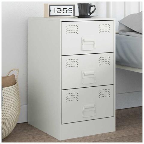 Comodino Bianco 34,5x39x62 Cm In Acciaio - Foto 8