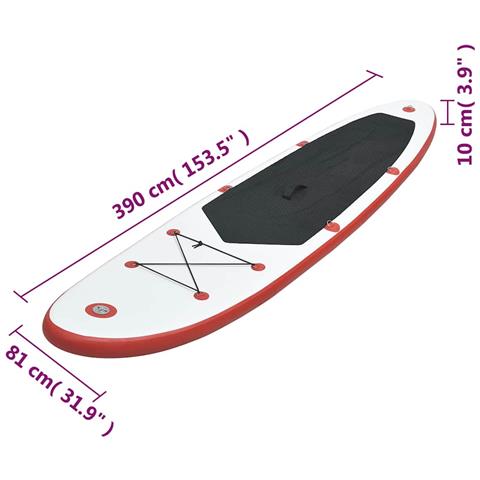 Lusso Casadino -  Set Tavola Da Sup E Surf Gonfiabile Rosso E Bianco - Foto 8