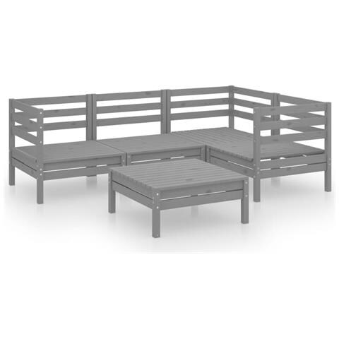 Lusso Casadino -  Set Salotto Da Giardino 5 Pz In Legno Massello Di Pino Grigio - Foto 1