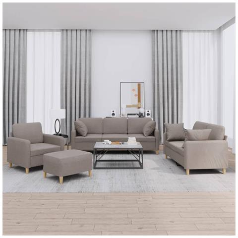 Set Divani 4 pz con Cuscini Tortora in Tessuto - Foto 2