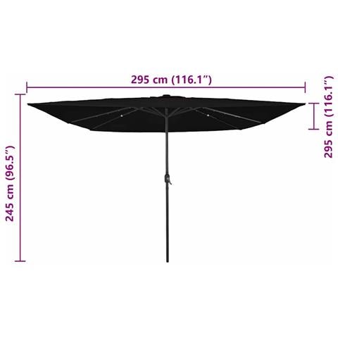 Parasol da giardino quadrato  con luci LED 295x245 cm – Nero - Foto 8
