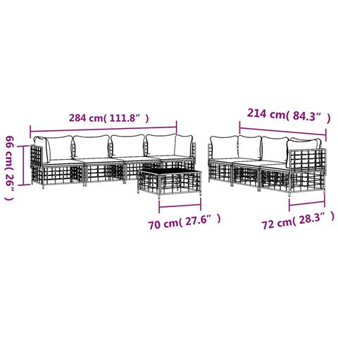 Set Divani da Giardino 8 pz con Cuscini Antracite in Polyrattan - Foto 9