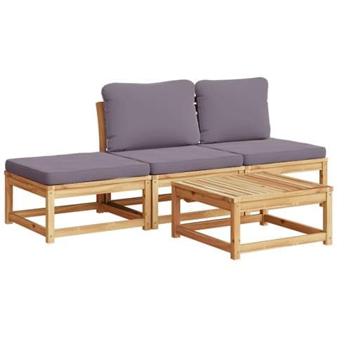 Set Salotto da Giardino 4pz con Cuscini Legno Massello Acacia - Foto 1