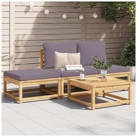 Set Salotto da Giardino 4pz con Cuscini Legno Massello Acacia - Foto 2