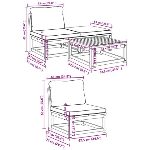 Set Salotto da Giardino 4pz con Cuscini Legno Massello Acacia - Foto 9