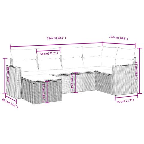 Set Divano da Giardino 6 pz con Cuscini Marrone in Polyrattan - Foto 4