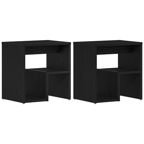 2 Comodini Neri in Rovere 40x30x40 cm in Legno Ingegnerizzato - Foto 1