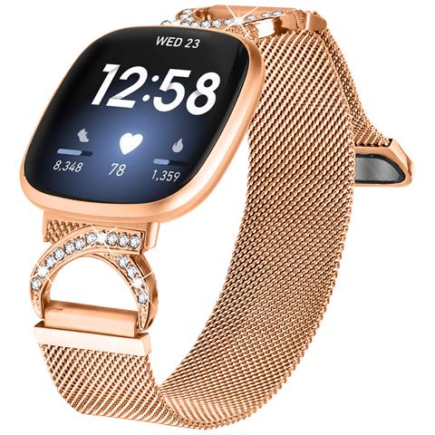 Cinturino Per Orologio Milanese In Oro Rosa Per Fitbit Versa 4 - Foto 2