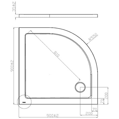 Piatto Doccia 90x90 Cm Semicircolare Ribassato Resina H3.5 Cm Monaco Bianco - Foto 2