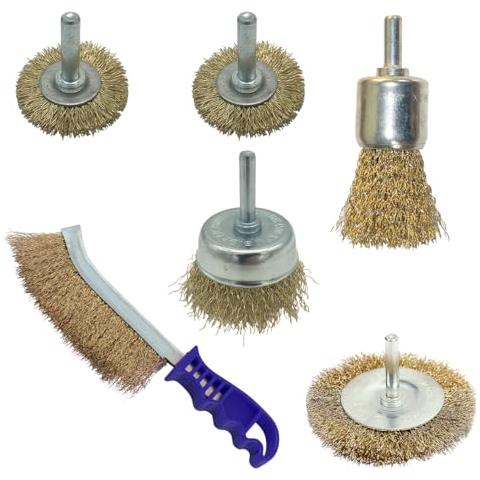 Labor Set 6 Spazzole In Ottone Per Trapano E Uso Manuale – Disco, Pennello, Tazza, Curva - Foto 1