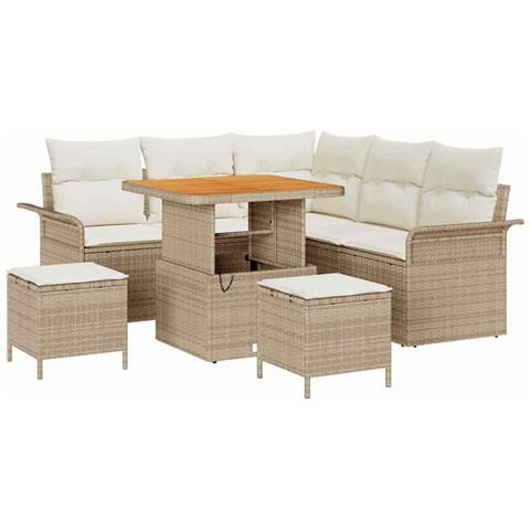 Set Divano da Giardino 8 pcs Beige e Crema 80 x 80 x 71 cm - Foto 1