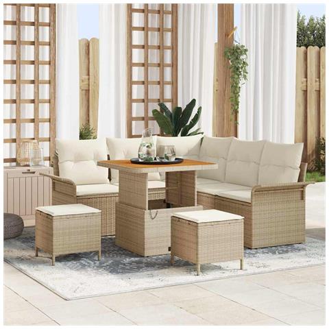 Set Divano da Giardino 8 pcs Beige e Crema 80 x 80 x 71 cm - Foto 2