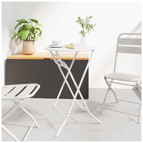 Tavolo da Giardino Bianco 50 x 50 x 72 cm Acciaio - Foto 2