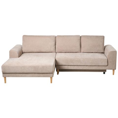 Divano Letto Angolare 3 Posti Nuborg Ciniglia Marrone Chiaro Lato Destro - Foto 2