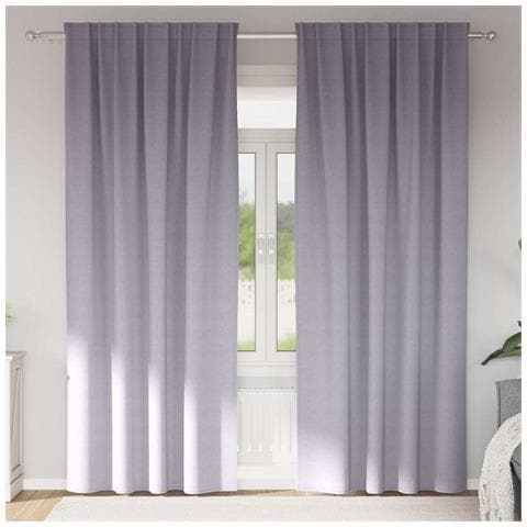 Tende con tende 2 pcs Grigio Metallico Poliestere - Foto 2