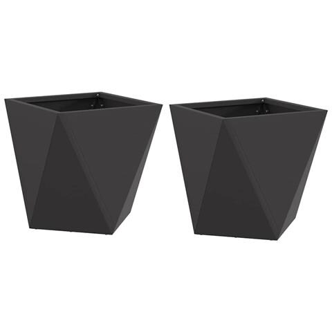 Fioriera 2 pcs Nero 30 x 30 x 30 cm Acciaio - Foto 1