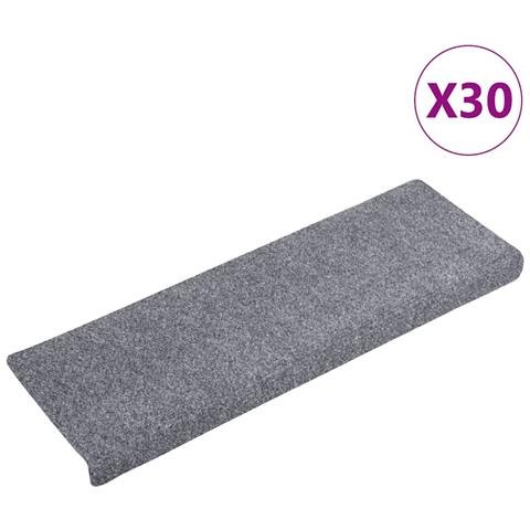 Tappetini per scale autoadesivi 30 pz 65x21x4 cm Grigio chiaro bordo rettangolare - Foto 1