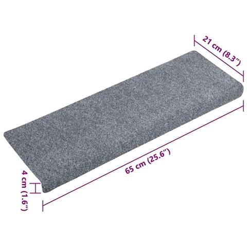 Tappetini per scale autoadesivi 30 pz 65x21x4 cm Grigio chiaro bordo rettangolare - Foto 8