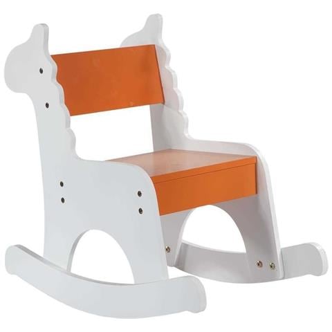 Sedia A Dondolo Per Bambini In Legno Laccata Arancione 33x55x51,5cm - Foto 1