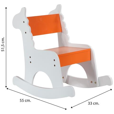 Sedia A Dondolo Per Bambini In Legno Laccata Arancione 33x55x51,5cm - Foto 6