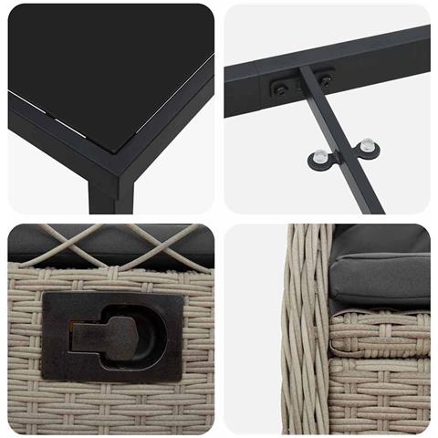Set da Pranzo per Giardino 9 pcs Grigio chiaro polyrattan - Foto 9