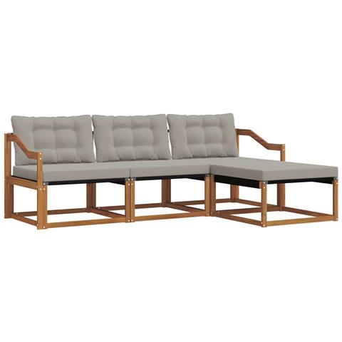 Set di divani da esterno 4 pcs Grigio Naturale e Chiaro - Foto 1