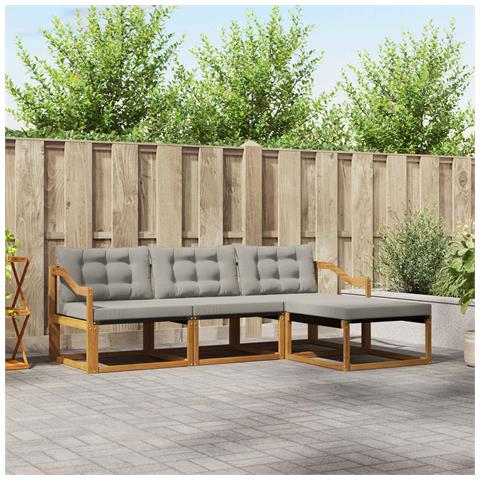 Set di divani da esterno 4 pcs Grigio Naturale e Chiaro - Foto 2
