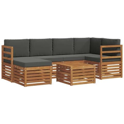 Set divani 7 pcs Naturale e Antracite Legno di Acacia Massello - Foto 1