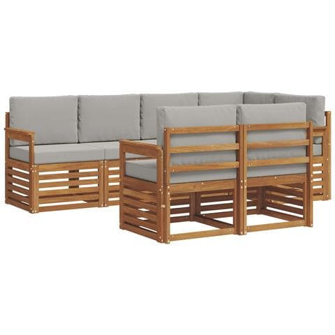 Set divani con cuscino 7 pcs Grigio Naturale e Chiaro - Foto 1