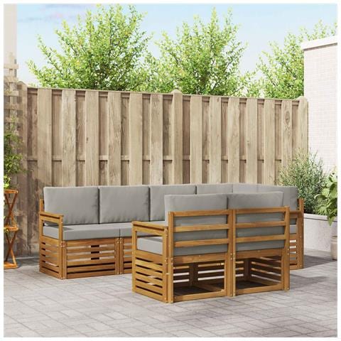 Set divani con cuscino 7 pcs Grigio Naturale e Chiaro - Foto 2