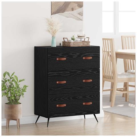 Cassettiera Rovere Nero 69,5 x 34 x 90 cm Legno ingegnerizzato - Foto 2